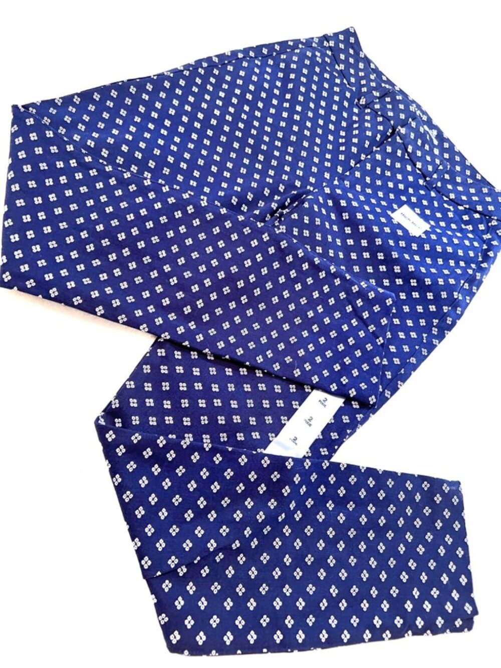 Old Navy High Rise Pixie Pants Navy Blue White Geometric Print Size 2